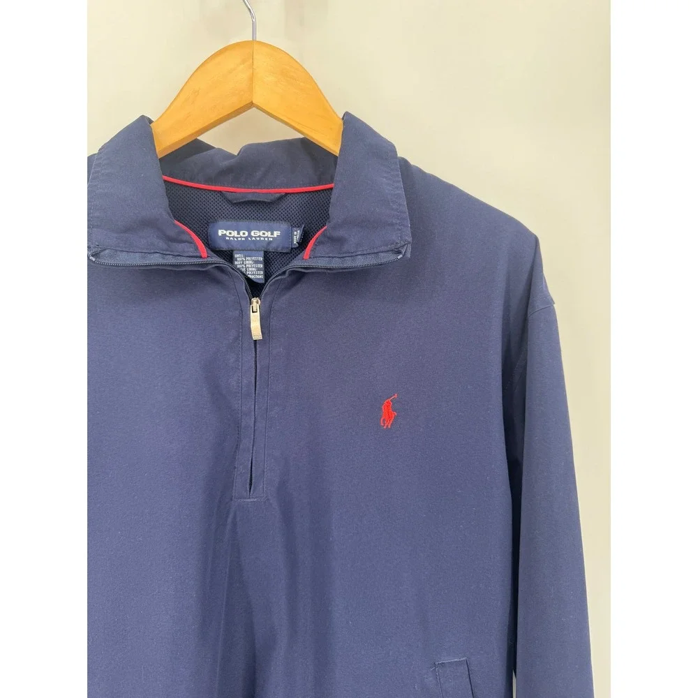Polo Ralph Lauren Windbreaker Mens M Navy Blue Vintage 1/4 Zip Golf Jacket